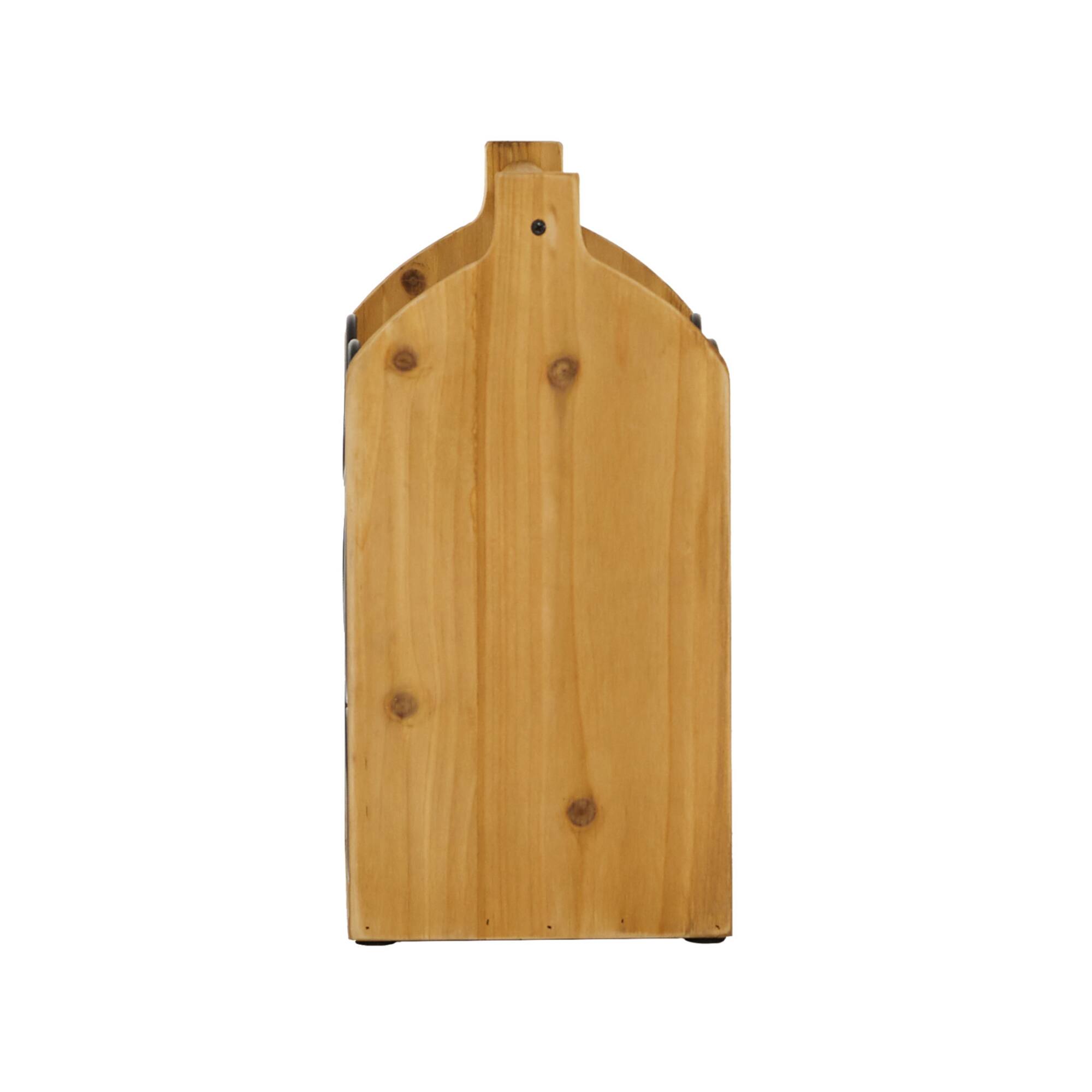 15" Brown Wood Rustic Wine Holder
